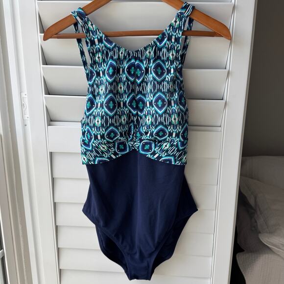 TOMMY BAHAMA One-Piece Swimsuit Size 10 Island Cays Ikat High Neck - Picture 1 of 11